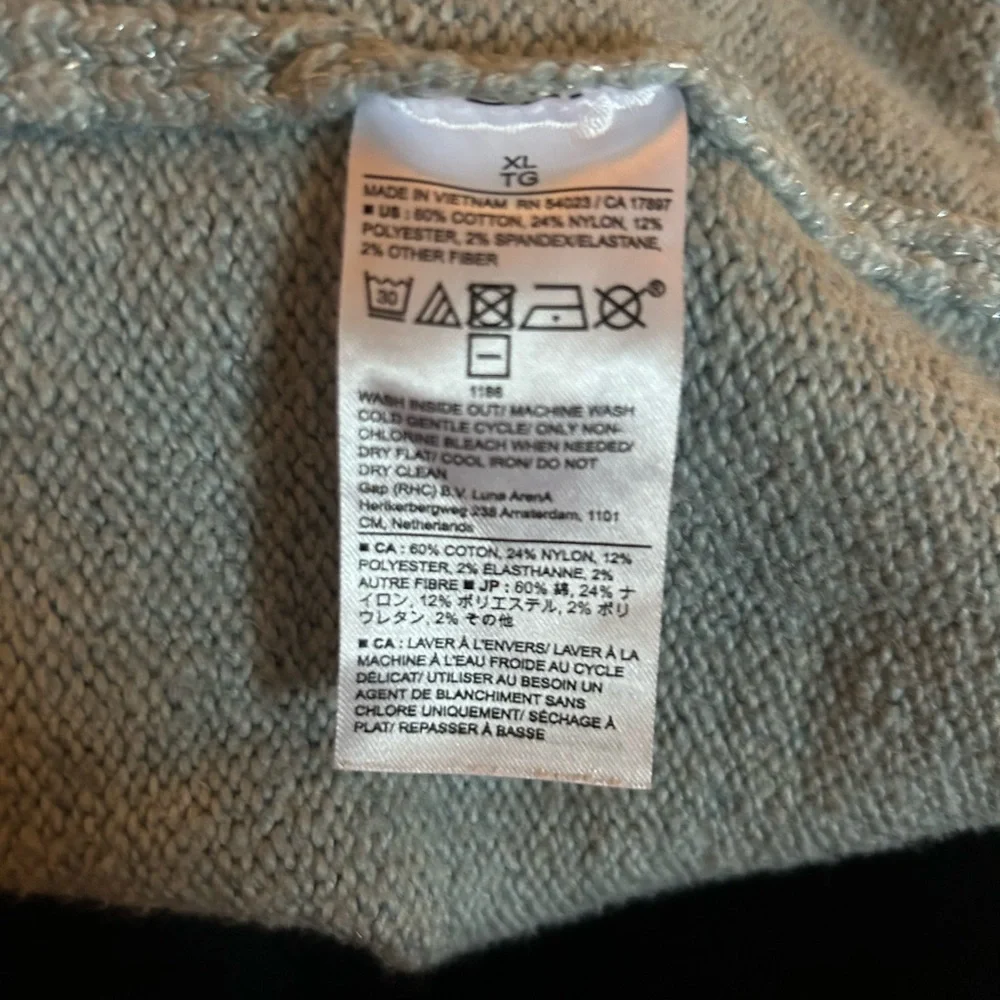 Banana Republic Coveted Sweater Crewneck Light Blue Grey Silver Lurex XL winter - Picture 7 of 9